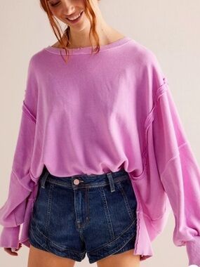 Free People Camden Oversized Sweatshirt Bubble Tea